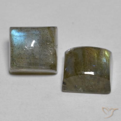 5.11 ctw Multicolor Labradorite Stones, Natural Labradorite in Square Cabochon Shape for Sale