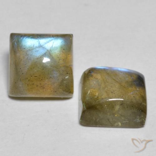 4.48 ctw Multicolor Labradorite Stones, Natural Labradorite in Square Cabochon Shape for Sale