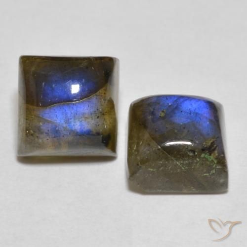 5.29 ctw Multicolor Labradorite Stones, Natural Labradorite in Square Cabochon Shape for Sale