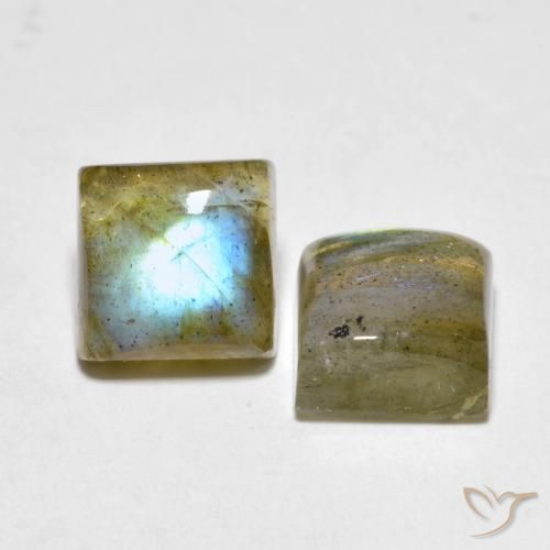 4.61 ctw Multicolor Labradorite Stones, Natural Labradorite in Square Cabochon Shape for Sale