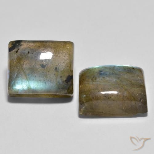 12.29 ctw Multicolor Labradorite Stones, Natural Labradorite in Baguette Cabochon Shape for Sale