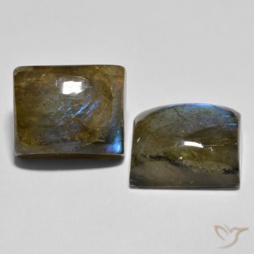 12.39 ctw Multicolor Labradorite Stones, Natural Labradorite in Baguette Cabochon Shape for Sale
