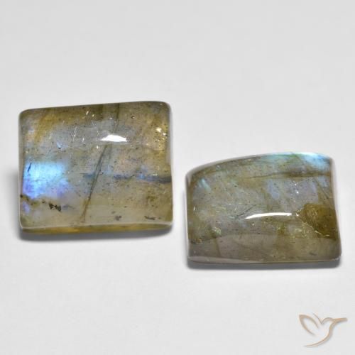 10.28 ctw Multicolor Labradorite Stones, Natural Labradorite in Baguette Cabochon Shape for Sale