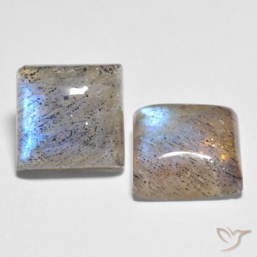 5.67 ctw Multicolor Labradorite Stones, Natural Labradorite in Square Cabochon Shape for Sale