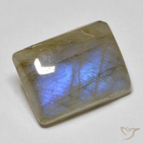 10.60 ct Multicolor Labradorite Stone, Natural Labradorite in Baguette Cabochon Shape for Sale