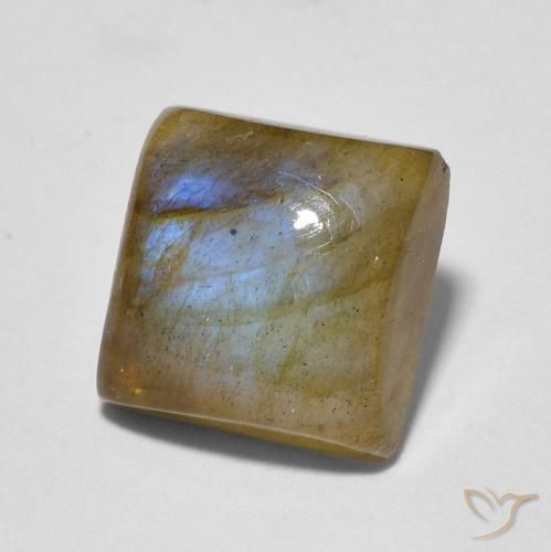 2.56 ct Multicolor Labradorite Stone, Natural Labradorite in Square Cabochon Shape for Sale
