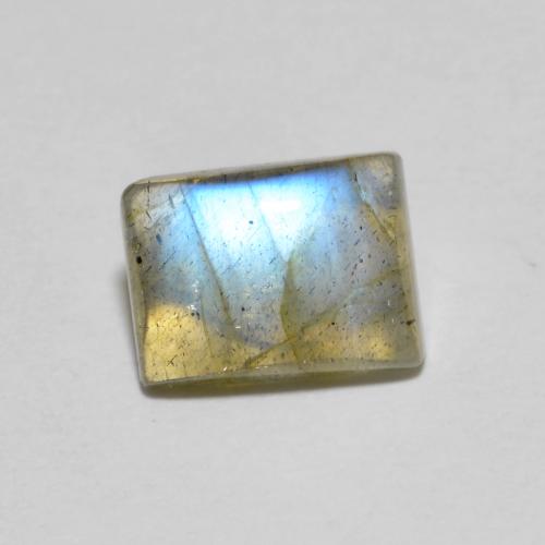 Labradorite Multicolore Baquette 7,8 x 6mm de Madagascar, poids de 1,32 ct, pierre gemme naturelle Non traité de pureté Transparent, 1 pièce de labradorite baguette cabochon, couleur : Multicolore, dureté de Mohs de 6 à 6.5, Photo A