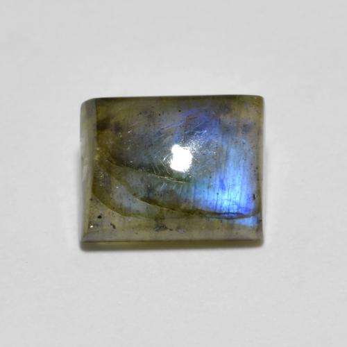 7,9 x 6,1mm baguetteschliff mehrfarbiger Labradorit aus Madagaskar, Gewicht von 1,68 ct, natürlicher Edelstein in Translucent Reinheit, 1 Stück baguetteschliff Labradorit - Farbe: Mehrfarbig, Mohs-Härte von 6 - 6,5, Photo A