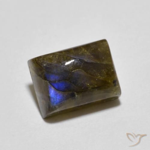 2.29 ct Multicolor Labradorite Stone, Natural Labradorite in Baguette Cabochon Shape for Sale