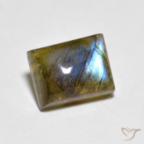 1.96 ct Multicolor Labradorite Stone, Natural Labradorite in Baguette Cabochon Shape for Sale