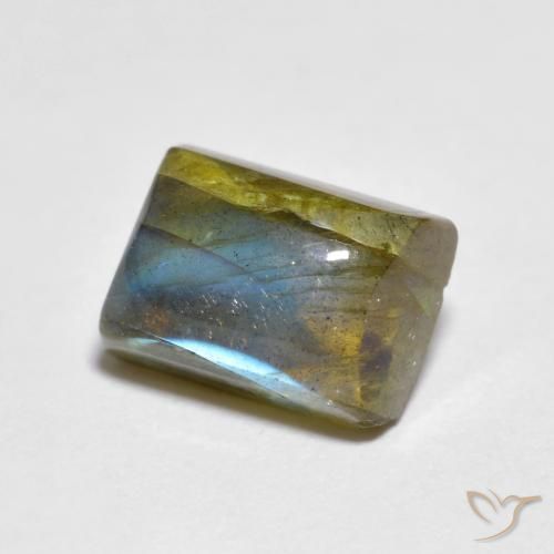 2.25 ct Multicolor Labradorite Stone, Natural Labradorite in Baguette Cabochon Shape for Sale