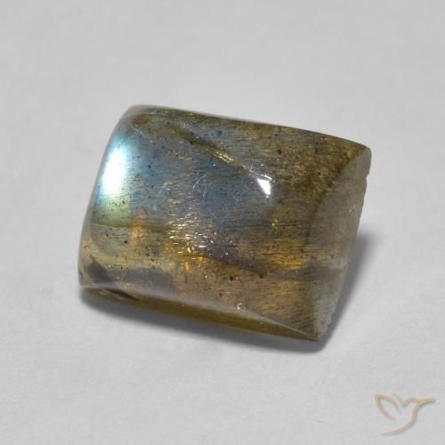 2.53 ct Multicolor Labradorite Stone, Natural Labradorite in Baguette Cabochon Shape for Sale