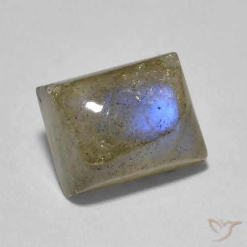 2.46 ct Multicolor Labradorite Stone, Natural Labradorite in Baguette Cabochon Shape for Sale