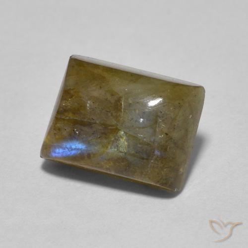 2.04 ct Multicolor Labradorite Stone, Natural Labradorite in Baguette Cabochon Shape for Sale
