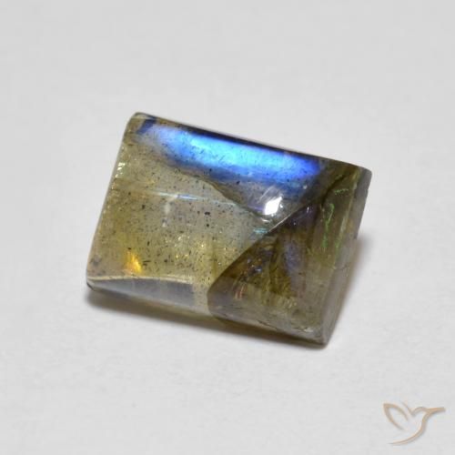 2.21 ct Multicolor Labradorite Stone, Natural Labradorite in Baguette Cabochon Shape for Sale