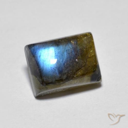 2.42 ct Multicolor Labradorite Stone, Natural Labradorite in Baguette Cabochon Shape for Sale