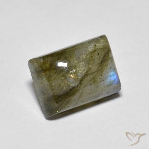 2.30 ct Multicolor Labradorite Stone, Natural Labradorite in Baguette Cabochon Shape for Sale