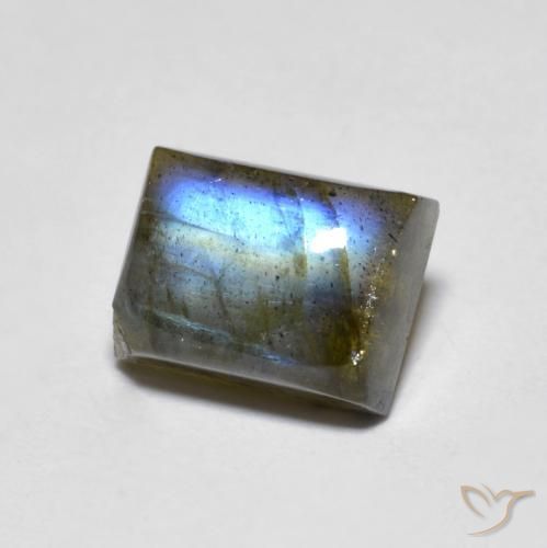 2.42 ct Multicolor Labradorite Stone, Natural Labradorite in Baguette Cabochon Shape for Sale