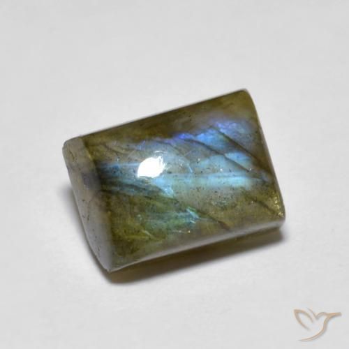 2.64 ct Multicolor Labradorite Stone, Natural Labradorite in Baguette Cabochon Shape for Sale