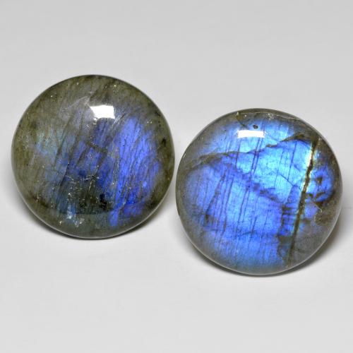 Multicolor Labradorite Gem - 33.5ct Round Cabochon (ID: 608342)