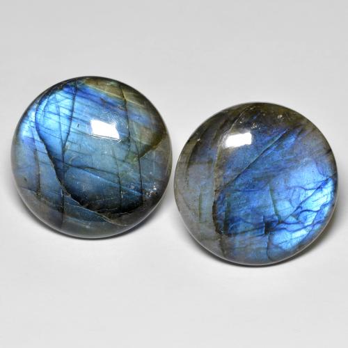 Multicolor Labradorite Gem - 32.9ct Round Cabochon (ID: 608346)