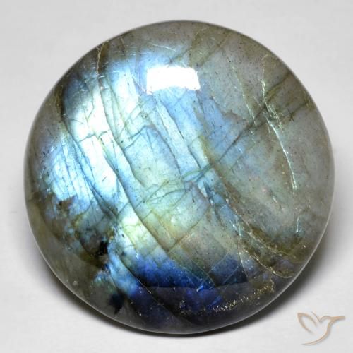 31.27 ct Multicolor Labradorite Stone, Natural Labradorite in Round Cabochon Shape for Sale