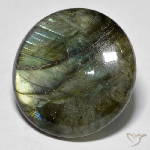30.85 ct Multicolor Labradorite Stone, Natural Labradorite in Round Cabochon Shape for Sale