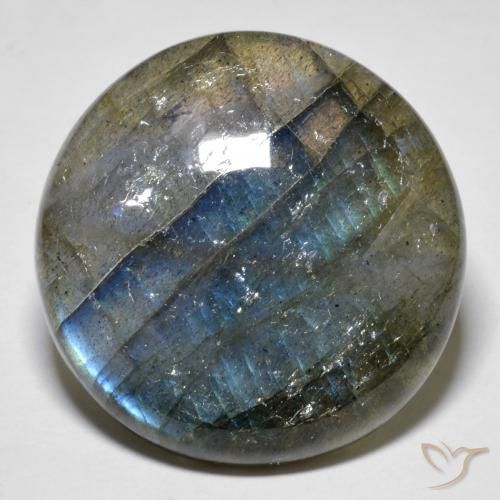 34.78 ct Multicolor Labradorite Stone, Natural Labradorite in Round Cabochon Shape for Sale