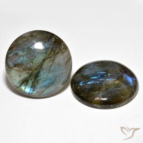 67.92 ctw Multicolor Labradorite Stones, Natural Labradorite in Round Cabochon Shape for Sale