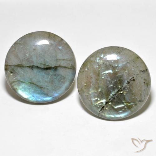 62.71 ctw Multicolor Labradorite Stones, Natural Labradorite in Round Cabochon Shape for Sale