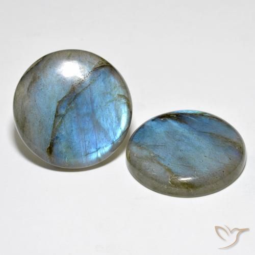 62.18 ctw Multicolor Labradorite Stones, Natural Labradorite in Round Cabochon Shape for Sale