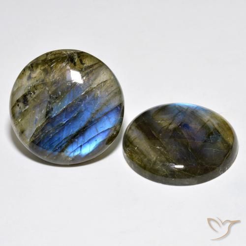 60.56 ctw Multicolor Labradorite Stones, Natural Labradorite in Round Cabochon Shape for Sale