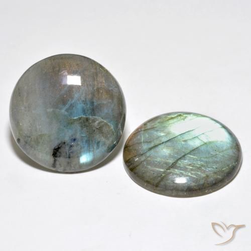 60.15 ctw Multicolor Labradorite Stones, Natural Labradorite in Round Cabochon Shape for Sale