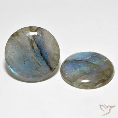 55.41 ctw Multicolor Labradorite Stones, Natural Labradorite in Round Cabochon Shape for Sale