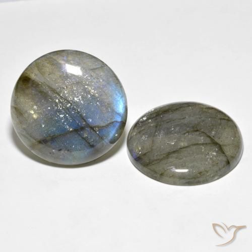 57.41 ctw Multicolor Labradorite Stones, Natural Labradorite in Round Cabochon Shape for Sale