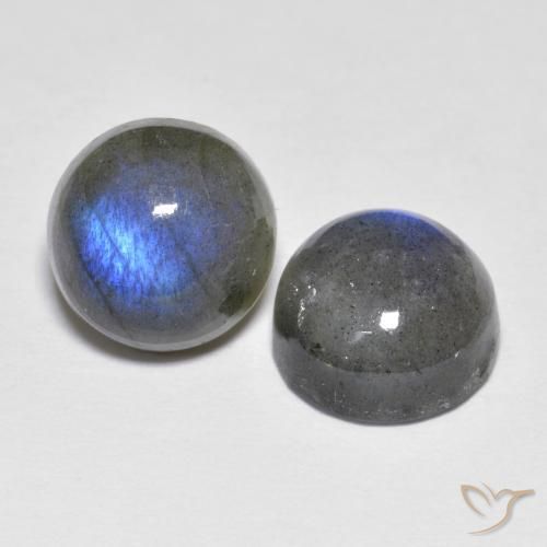 5.54 ctw Multicolor Labradorite Stones, Natural Labradorite in Round Cabochon Shape for Sale
