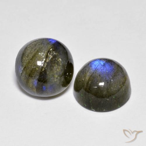 4.72 ctw Multicolor Labradorite Stones, Natural Labradorite in Round Cabochon Shape for Sale