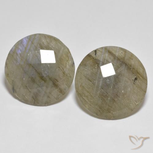 26.54 ctw Multicolor Labradorite Stones, Natural Labradorite in Round Checkerboard Shape for Sale