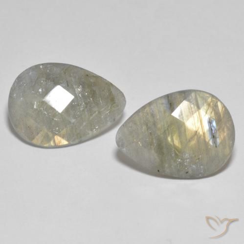 13.66 ct Pear Checkerboard Labradorite, 18 x 13.1 mm From Madagascar, Photo A