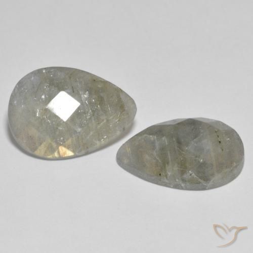 13.66 ctw Multicolor Labradorite Stones, Natural Labradorite in Pear Checkerboard Shape for Sale