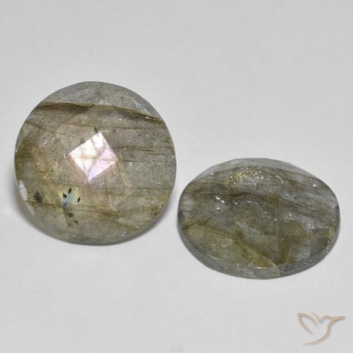 15.10 ctw Multicolor Labradorite Stones, Natural Labradorite in Round Checkerboard Shape for Sale