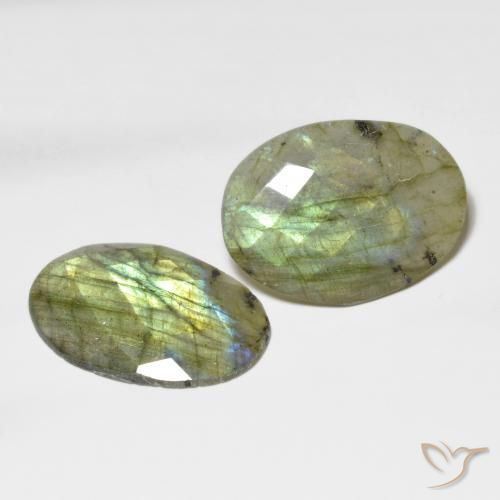 25.35 ctw Multicolor Labradorite Stones, Natural Labradorite in Oval Checkerboard Shape for Sale
