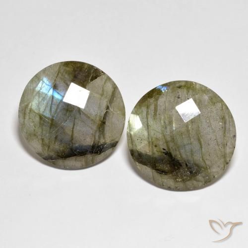 25.78 ctw Multicolor Labradorite Stones, Natural Labradorite in Round Checkerboard Shape for Sale