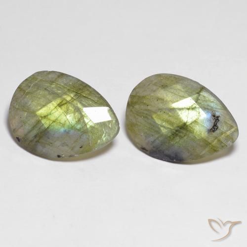 13.42 ct Pear Checkerboard Labradorite, 18.1 x 13.2 mm From Madagascar, Photo A
