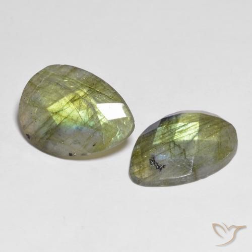 13.42 ctw Multicolor Labradorite Stones, Natural Labradorite in Pear Checkerboard Shape for Sale