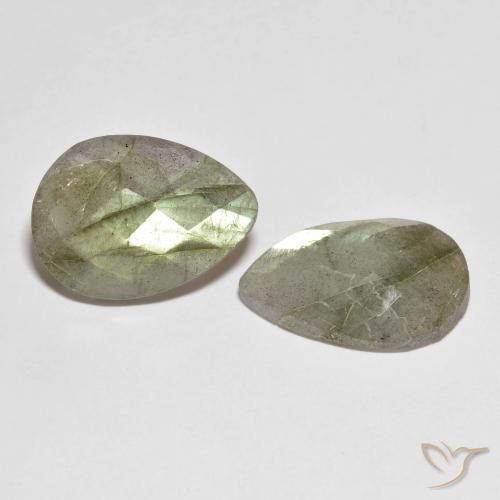 15.18 ctw Multicolor Labradorite Stones, Natural Labradorite in Pear Checkerboard Shape for Sale