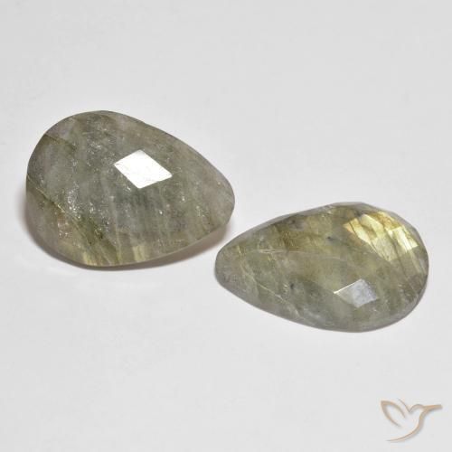 19.56 ctw Multicolor Labradorite Stones, Natural Labradorite in Pear Checkerboard Shape for Sale