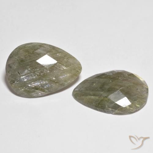 22.06 ctw Multicolor Labradorite Stones, Natural Labradorite in Pear Checkerboard Shape for Sale