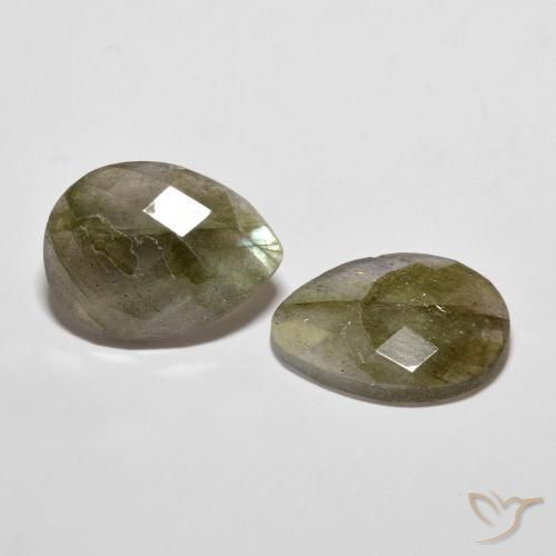 11.87 ctw Multicolor Labradorite Stones, Natural Labradorite in Pear Checkerboard Shape for Sale