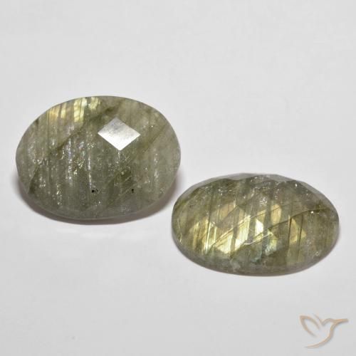 21.64 ctw Multicolor Labradorite Stones, Natural Labradorite in Oval Checkerboard Shape for Sale